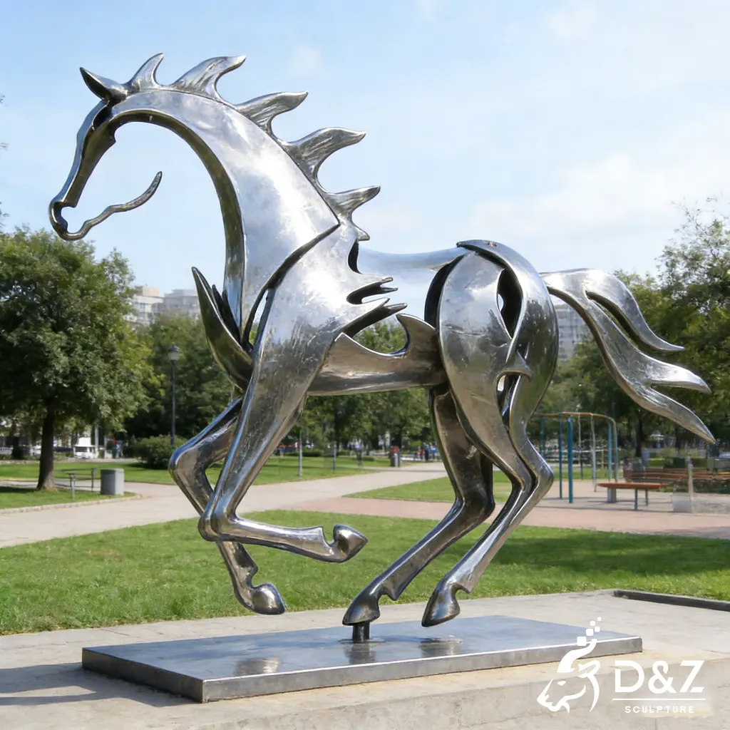 Abstract Outdoor Metal Horse Sculpture Decorative Art DZN473-4