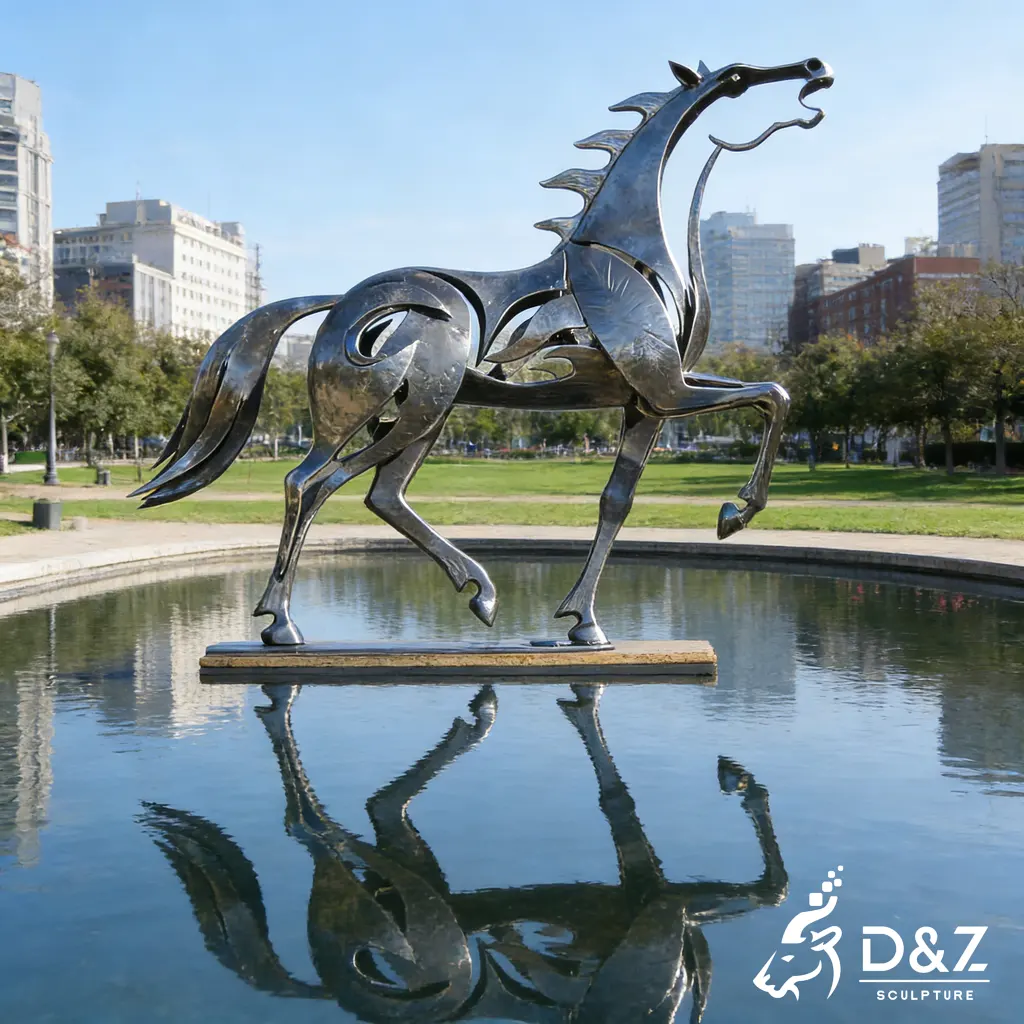 Abstract Outdoor Metal Horse Sculpture Decorative Art DZN473-6