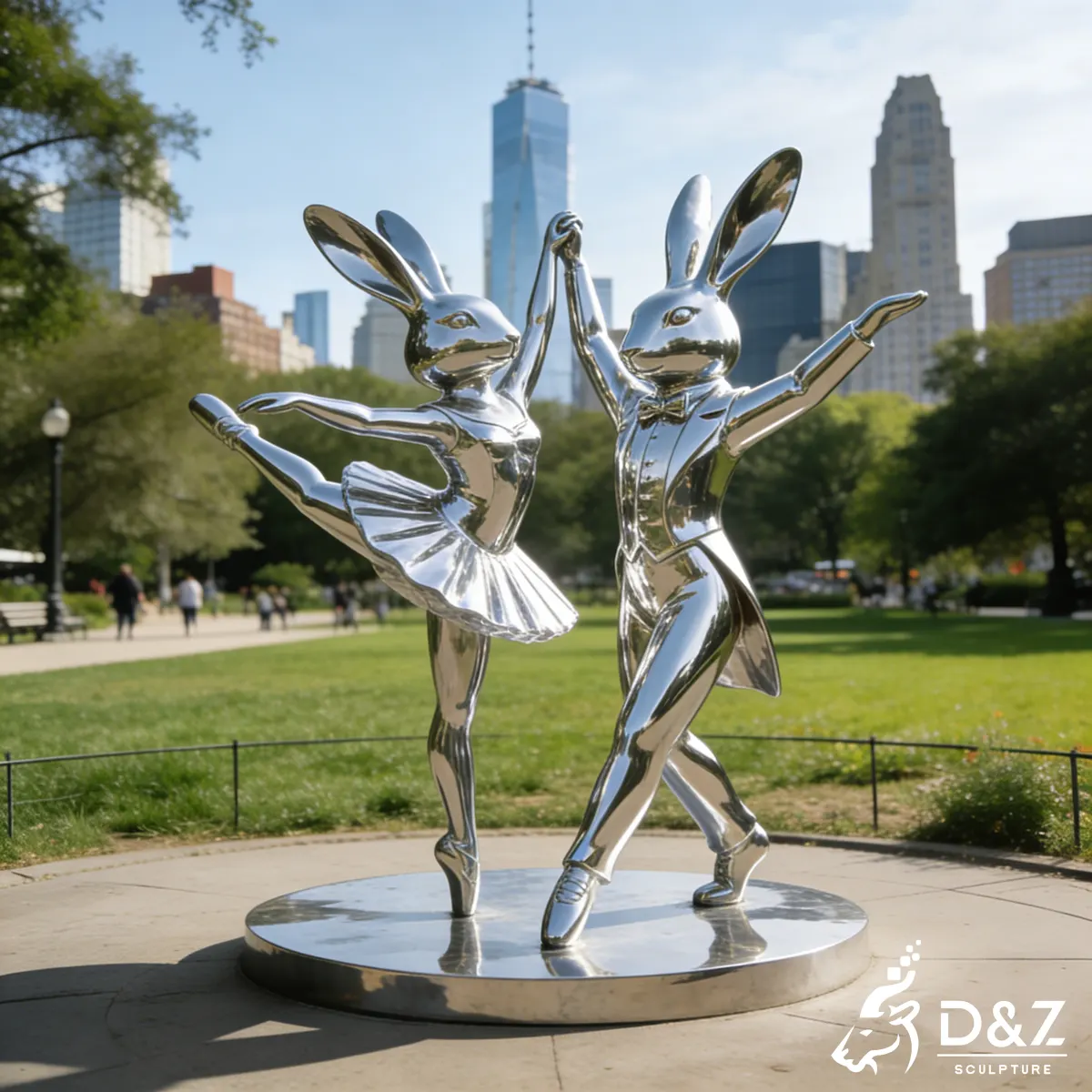 Large Modern Metal Bunny Rabbit Sculptures for Garden-Dancing Rabbits Garden Sculpture Large Modern Metal Bunny Rabbit Sculptures for Garden-Dancing Rabbits Garden Sculpture